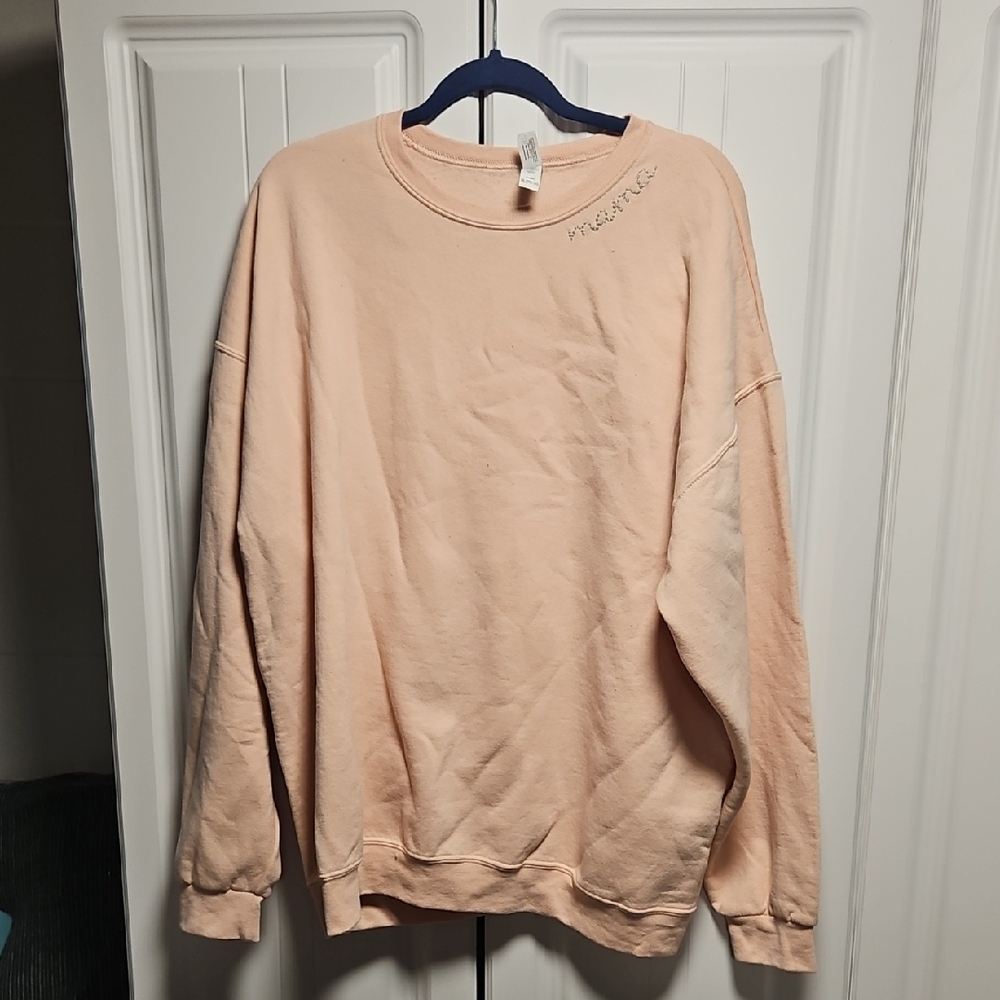 Jerzees Light Pink Embroidered 'Mama' Crewneck Sweater